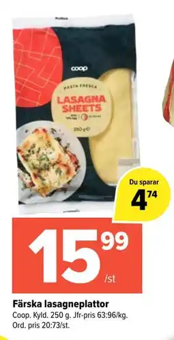 Coop Extra Färska lasagneplattor erbjuda
