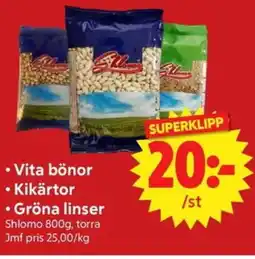 Nya Pulsen Shlomo Vita bönor • Kikärtor • Gröna linser erbjuda
