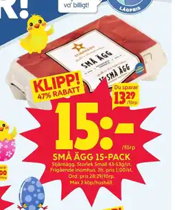 Ica Hajen Lagpris Små ägg 15-pack erbjuda