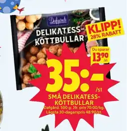 Ica Hajen Lagpris Små delikatess- köttbullar erbjuda