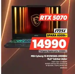 Power MSI Cyborg 15 B13WGKG-899NEU 15,6" bärbar dator erbjuda