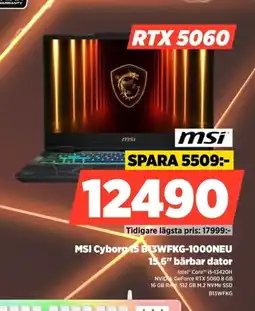Power MSI Cyborg 15 B13WFKG-1000NEU 15.6" bärbar dator erbjuda
