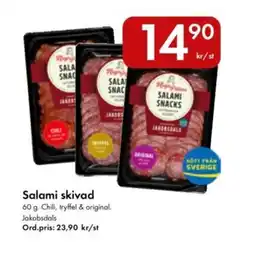 Snabbgross JAKOBSDALS Salami skivad erbjuda