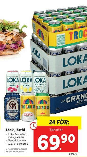 Lidl Läsk, lättöl erbjuda