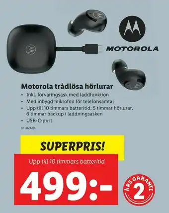 Lidl Motorola trådlösa hörlurar erbjuda