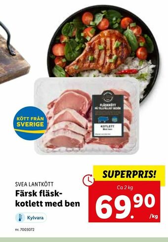 Lidl Färsk fläskkotlett med ben erbjuda