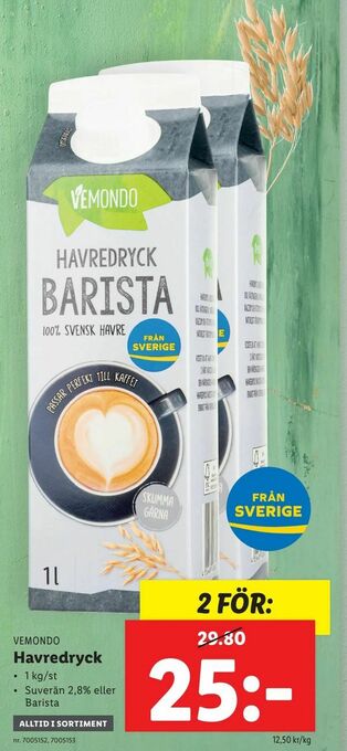Lidl Havredryck erbjuda