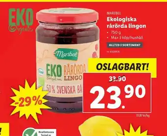 Lidl Ekologiska rårörda lingon. erbjuda