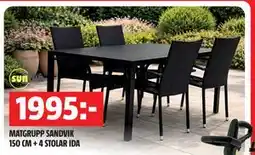 Bauhaus MATGRUPP SANDVIK 150 CM + 4 STOLAR IDA erbjuda