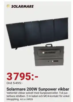 Erlandsons Brygga Solarmare 200W Sunpower vikbar erbjuda