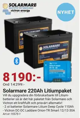 Erlandsons Brygga Solarmare 220Ah Litiumpaket erbjuda
