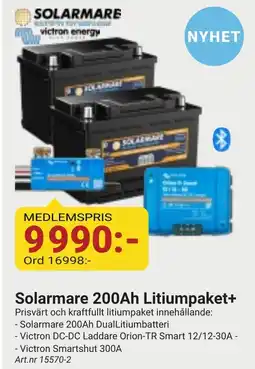 Erlandsons Brygga Solarmare 200Ah Litiumpaket+ erbjuda