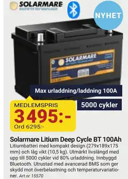Erlandsons Brygga Solarmare Litium Deep Cycle BT 100Ah erbjuda