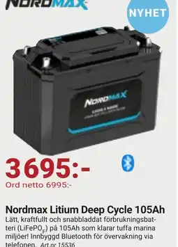Erlandsons Brygga Nordmax litium deep cycle 105ah erbjuda