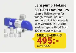 Erlandsons Brygga Länspump floline 800gph low pro 12v erbjuda