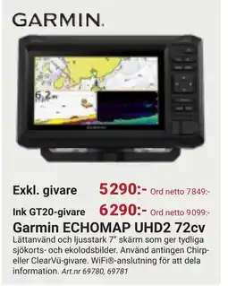 Erlandsons Brygga Garmin echomap uhd2 72cv erbjuda