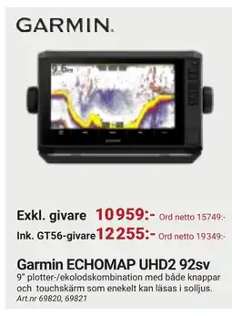 Erlandsons Brygga Garmin echomap uhd2 92sv erbjuda