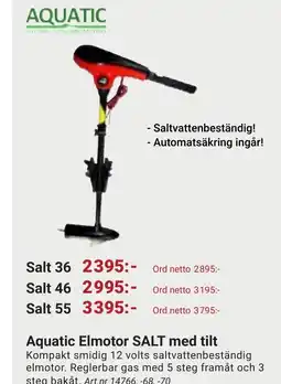 Erlandsons Brygga Aquatic Elmotor SALT med tilt erbjuda