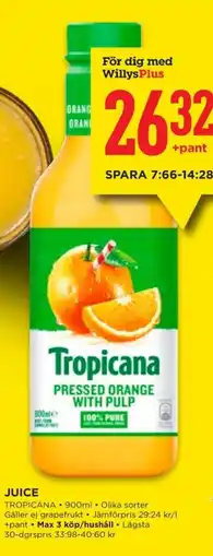 Willys TROPICANA Juice erbjuda