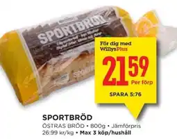 Willys ÖSTRAS BRÖD Sportbröd erbjuda