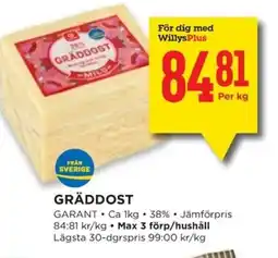 Willys GARANT Gräddost erbjuda