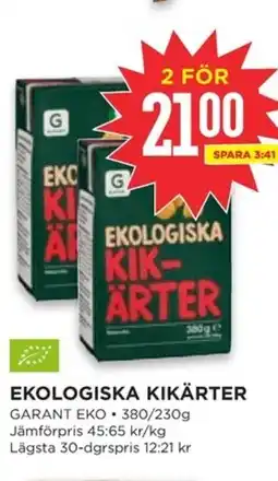 Willys GARANT Ekologiska kikärter erbjuda