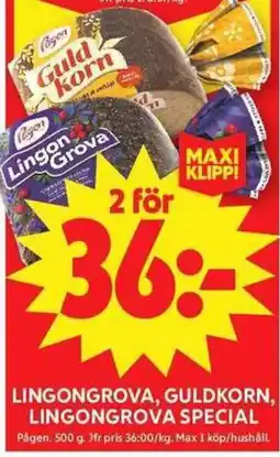 ICA Maxi Pågen Lingongrova, guldkorn, lingongrova special erbjuda
