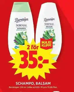 ICA Maxi Barnängen Schampo, balsam erbjuda