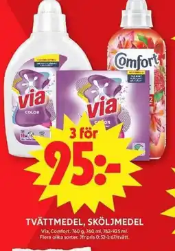 ICA Maxi Via, Comofrt Tvättmedel, sköljmedel erbjuda