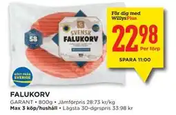 Willys FALUKORV, Medlemspris erbjuda