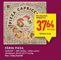Willys FÄRSK PIZZA, Medlemspris erbjuda