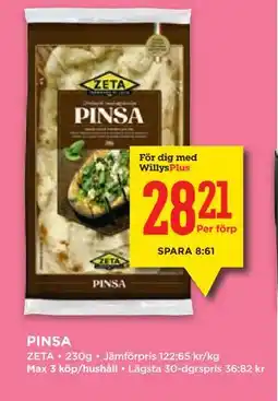 Willys PINSA, Medlemspris erbjuda