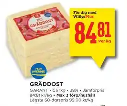 Willys GRÄDDOST, Medlemspris erbjuda