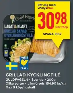 Willys GRILLAD KYCKLINGFILÉ, Medlemspris erbjuda