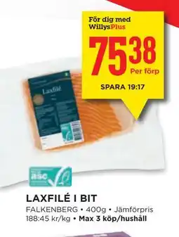 Willys LAXFILÉ I BIT, Medlemspris erbjuda