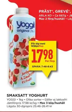 Willys Hemma SMAKSATT YOGHURT, Medlemspris erbjuda