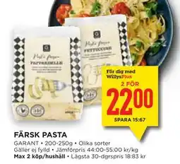 Willys Hemma FÄRSK PASTA, Medlemspris erbjuda