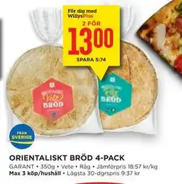 Willys Hemma ORIENTALISKT BRÖD 4-PACK, Medlemspris erbjuda