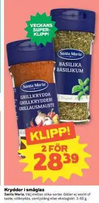 Coop Kryddor i småglas erbjuda