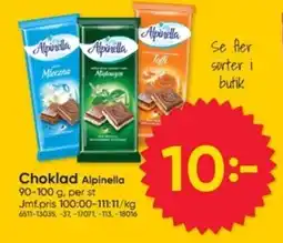 DollarStore Choklad Alpinella erbjuda