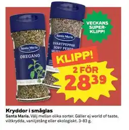 Coop Daglivs Kryddor i småglas erbjuda