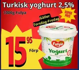 Supergrossen Turkisk yoghurt 2,5% erbjuda
