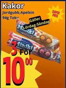 Supergrossen Kakor Jordgubb,Apelsin 94g Toku erbjuda