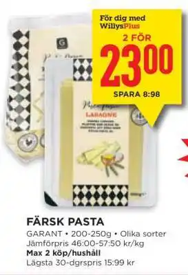 Willys Färsk Pasta erbjuda
