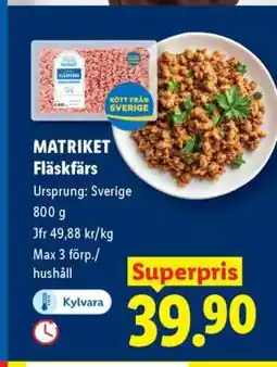 Lidl Matriket Fläskfärs erbjuda