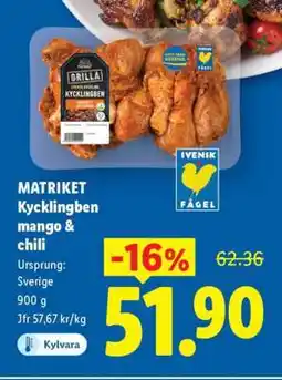 Lidl MATRIKET Kycklingben mango & chili erbjuda