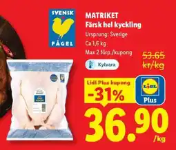 Lidl Matriket Färsk hel kyckling erbjuda