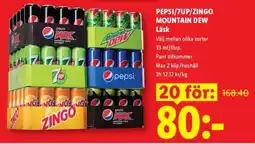 Lidl PEPSI/7UP/ZINGO MOUNTAIN DEW erbjuda
