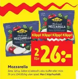 ICA Supermarket MOZZARELLA erbjuda