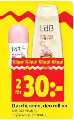 ICA Supermarket Duschcreme/deo roll-on erbjuda